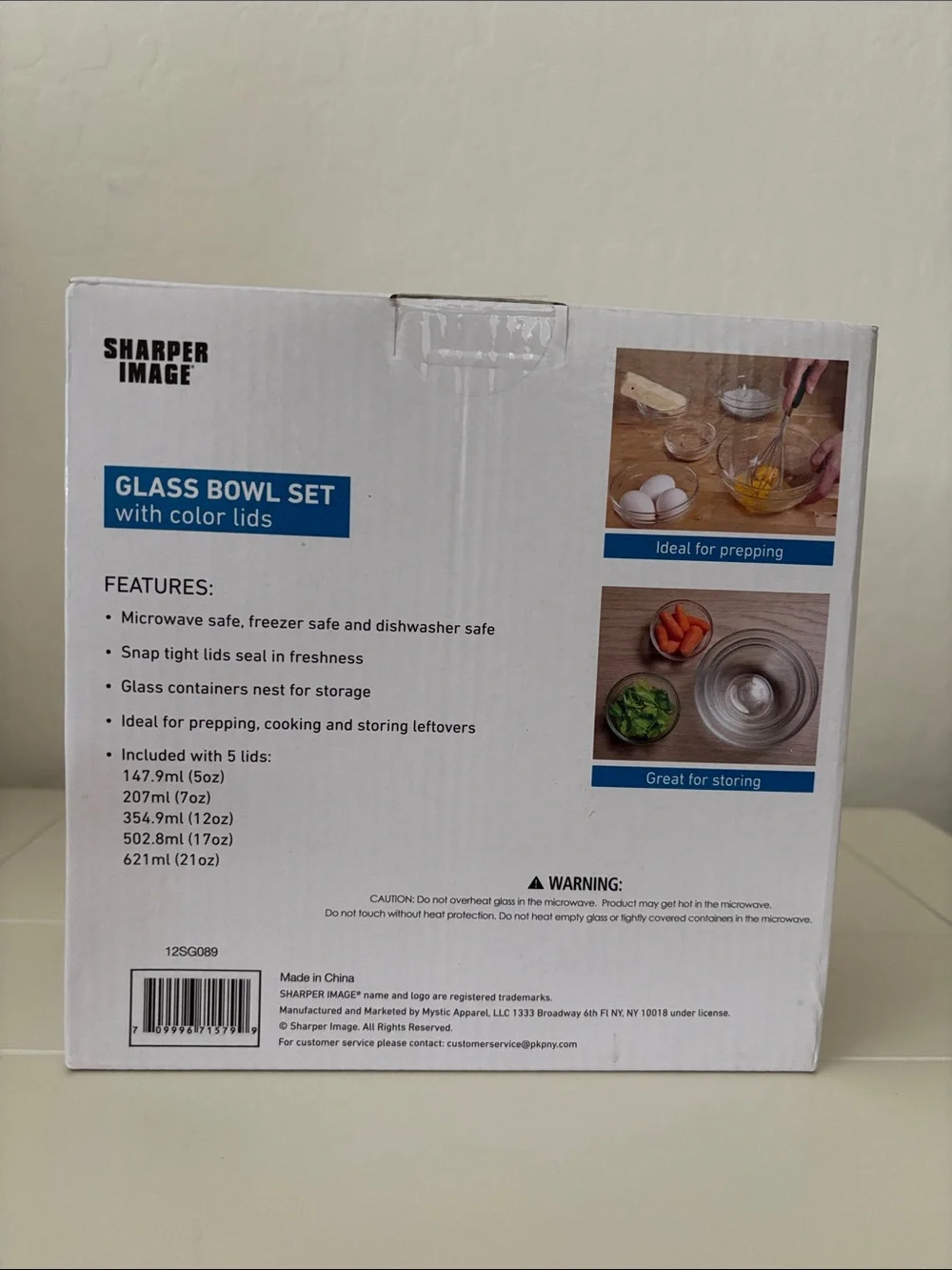 New Sharper Image Glass Bowl Set with Red Lids - Clear Bowls